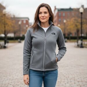 The North Face Womens Gray Full Zip Jacket XS Fleece Lined Athletic‎